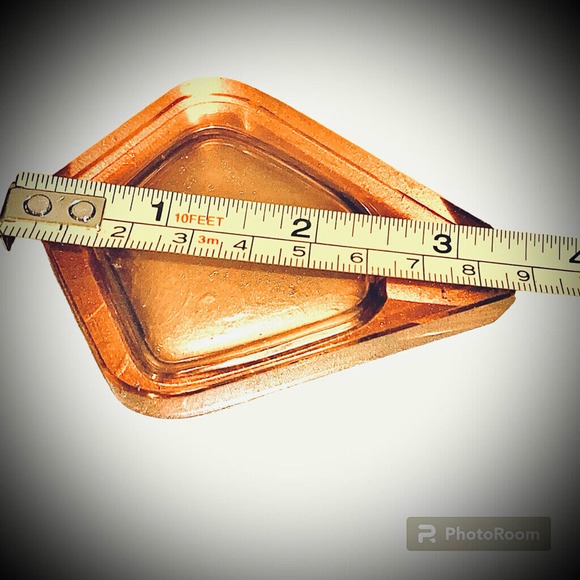 Art Deco MCM Geometric Triangular Diamond Coral Glass Ashtray - Picture 5 of 6